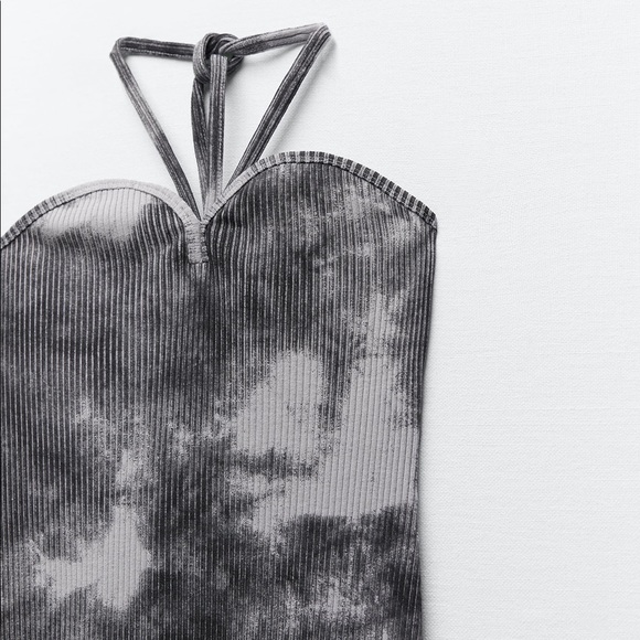 NWT Zara Tie Dye Ribbed Bodycon Halter Midi Dress - Picture 5 of 9